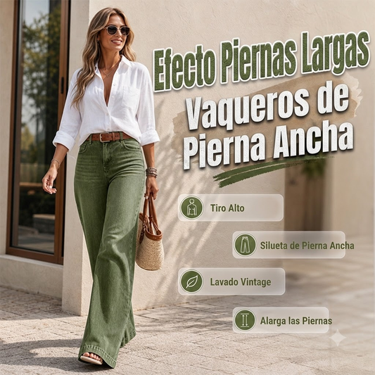 ⏰🔥 ¡OFERTA 50% OFF! 👖✨ Jeans de Pierna Ancha para Mujer – Tiro Alto, Lavado Vintage y Estilo Elegante Todo el Día