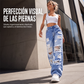 Pantalones vaqueros anchos rotos para mujer, pantalones de mezclilla de talle alto desgastados