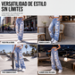 Pantalones vaqueros anchos rotos para mujer, pantalones de mezclilla de talle alto desgastados