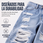 Pantalones vaqueros anchos rotos para mujer, pantalones de mezclilla de talle alto desgastados