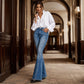 ⏰🔥 ¡OFERTA 50% OFF! 👖✨ Jeans Acampanados de Talle Alto para Mujer – Estilo Retro, Remaches Decorativos y Piernas Más Estilizadas