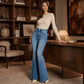 ⏰🔥 ¡OFERTA 50% OFF! 👖✨ Jeans Acampanados de Talle Alto para Mujer – Estilo Retro, Remaches Decorativos y Piernas Más Estilizadas
