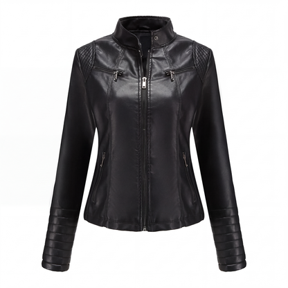 ⏰🔥 ¡OFERTA 50% OFF! 🧥✨ Cazadora Moto de Corte Ajustado para Mujer – Estilo Elegante, Cremalleras Modernas y Look Urbano Sofisticado
