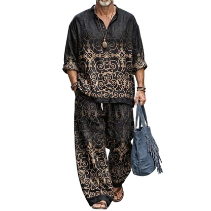 ⏰🔥 ¡OFERTA 50% OFF! 👕✨ Conjunto Retro de Dos Piezas para Hombre – Estilo Vintage, Tela Ligera tipo Lino y Máximo Confort en Verano