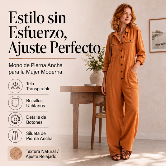 ⏰🔥 ¡OFERTA 50% OFF! 👖✨ Mono Cargo de Pierna Ancha para Mujer – Estilo Urbano, Corte Favorecedor y Máxima Comodidad Diaria