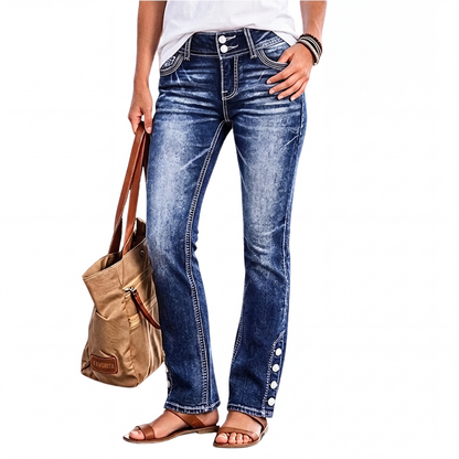 ⏰🔥 ¡OFERTA 50% OFF! 👖✨ Vaqueros Slim Elásticos para Mujer con Botones en el Tobillo – Ajuste Favorecedor, Cómodos y Estilo Urbano Moderno