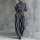 Conjunto elegante para mujer: top de cuello alto y pantalones de talle alto