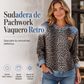 Sudadera informal de mujer con cuello redondo y estampado de leopardo