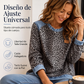 Sudadera informal de mujer con cuello redondo y estampado de leopardo