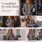 Sudadera informal de mujer con cuello redondo y estampado de leopardo