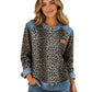 Sudadera informal de mujer con cuello redondo y estampado de leopardo