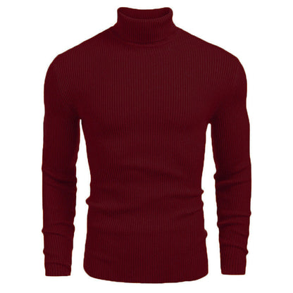Jersey ajustado de punto de cuello alto para hombre, invierno