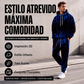 Conjunto de sudadera con capucha estampada y pantalones de chándal para hombre