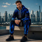 Conjunto de sudadera con capucha estampada y pantalones de chándal para hombre