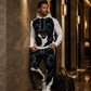 Conjunto de sudadera con capucha estampada y pantalones de chándal para hombre