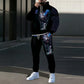 Conjunto de sudadera con capucha estampada y pantalones de chándal para hombre