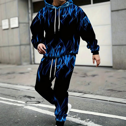 Conjunto de sudadera con capucha estampada y pantalones de chándal para hombre