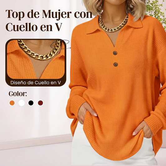 ⏰🔥 ¡OFERTA 50% OFF! 👚✨ Blusa de Punto Waffle para Mujer – Cuello Elegante, Tejido Suave y Transpirable, Estilo Versátil para Todo el Día