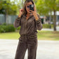 ⏰🔥 ¡OFERTA 50% OFF! 👚✨ Conjunto de 2 Piezas para Mujer – Chaqueta con Cremallera y Pantalón de Pierna Ancha, Cómodo, Elegante y Versátil
