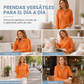 ⏰🔥 ¡OFERTA 50% OFF! 👚✨ Top de Punto Gofre con Cuello en V para Mujer – Oversize, Transpirable, Suave y Cómodo para Todo el Día