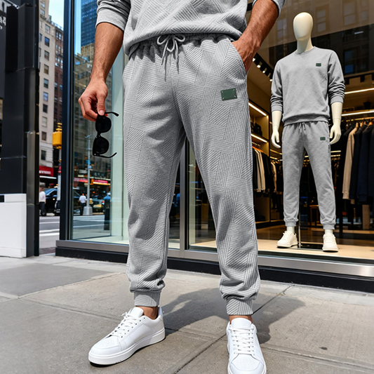 ⏰🔥 ¡OFERTA 50% OFF! 👖✨ Pantalones Jogger para Hombre con Textura Geométrica – Corte Cónico, Cómodos y con Estilo Moderno