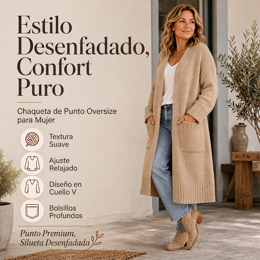 ⏰🔥 ¡OFERTA 50% OFF! 🧥✨ Cárdigan Largo de Punto Abierto para Mujer – Cómodo, Cálido, Elegante y Fácil de Combinar