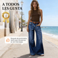 Jeans de pierna ancha de talle alto para mujer