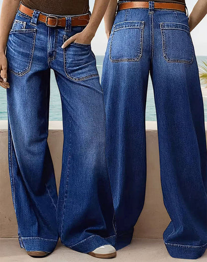 Jeans de pierna ancha de talle alto para mujer