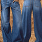 Jeans de pierna ancha de talle alto para mujer