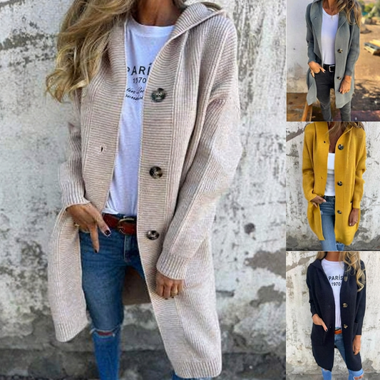 ⏰🔥 ¡OFERTA 50% OFF! 🧥✨ Cárdigan de Largo Medio con Capucha para Mujer – Cálido, Suave, Favorecedor y Fácil de Combinar