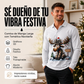 Camisa de manga larga con cuello y estampado de alce para hombre