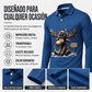 Camisa de manga larga con cuello y estampado de alce para hombre