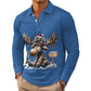 Camisa de manga larga con cuello y estampado de alce para hombre