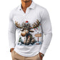 Camisa de manga larga con cuello y estampado de alce para hombre
