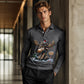 Camisa de manga larga con cuello y estampado de alce para hombre