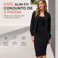 Conjunto elegante para mujer de vestido camisola y chaqueta corta