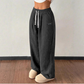 Pantalones de pana de pierna ancha para mujer con cordón