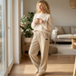 Pantalones de pana de pierna ancha para mujer con cordón
