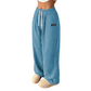 Pantalones de pana de pierna ancha para mujer con cordón