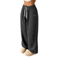 Pantalones de pana de pierna ancha para mujer con cordón