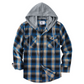 Chaqueta camisa con capucha de franela a cuadros para hombre