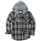 Chaqueta camisa con capucha de franela a cuadros para hombre
