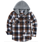 Chaqueta camisa con capucha de franela a cuadros para hombre