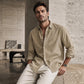 Camisa casual de pana con botones para hombre