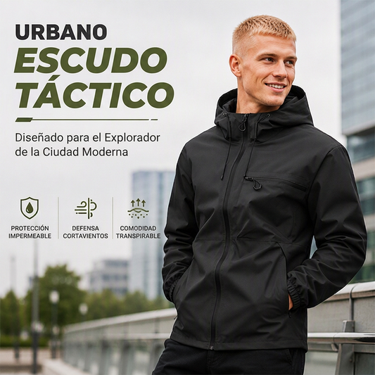 Chaqueta con capucha impermeable para exterior para hombre