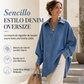 ⏰🔥 ¡OFERTA 50% OFF! 👖✨ Camisa de Denim Oversized para Mujer – Manga Murciélago, Tejido Suave y Bajo Asimétrico con Estilo Moderno