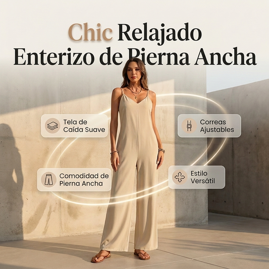 ⏰🔥 ¡OFERTA 50% OFF! 👗☀️ Mono de Pierna Ancha para Mujer – Cuello en V, Espalda Abierta, Tejido Transpirable y Máxima Comodidad