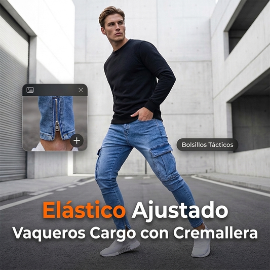 ⏰🔥 ¡OFERTA 50% OFF! 👖✨ Vaqueros Cargo Elásticos para Hombre – Corte Ajustado, Bolsillos Tácticos y Cremalleras Ajustables en los Tobill