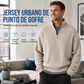 Sudadera para hombre con textura de gofre, cuello semicientral y corte holgado