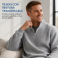 Sudadera para hombre con textura de gofre, cuello semicientral y corte holgado